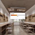 Spacious Book Art Studio with Wooden Tables Wall Tools Display Potted Plants and Natural Light