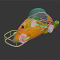 Orange Streamlined Water Vehicle With Transparent Cockpit And Front Metal Guardrail
