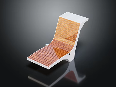 Modern Lounge Chair With Curved Wooden Seat And White Minimalist Frame Design 3d model