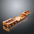 Golden Flatbed Truck Model With Multiple Wheels And Platform Structure 3d model