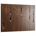 Modern Elegant Background Wall Design With Wooden Texture And Geometric Lighting 3d model