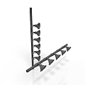 Black Metal Bracket With Triangular Hooks On Vertical And Horizontal Poles