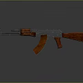 Assault Rifle With Wooden Stock And Silver Metal Components 3D Rendered