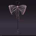 Delicate Decorative Ornament Set With Pink Bowknot Design Black Stand And Tassel Details