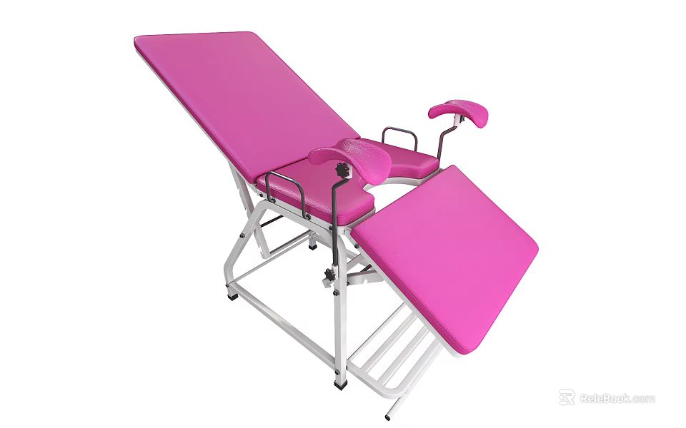 Pink Medical Gynecological Examination Table With Adjustable Metal Frame And Parts 3d model 