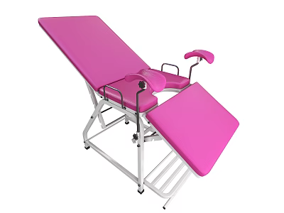 Pink Medical Gynecological Examination Table With Adjustable Metal Frame And Parts 3d model