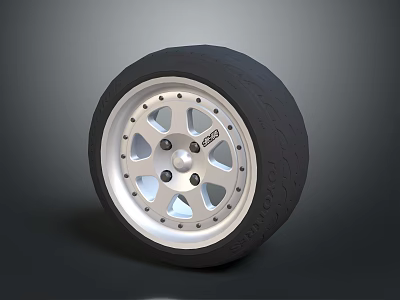 Premium Car Tire With Silver Alloy Wheel Multi Spoke Design And Center Logo 3d model