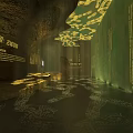 Fourth Imperial Cat Exhibition At Palace Museum In Cave Space With Green Walls Golden Projections