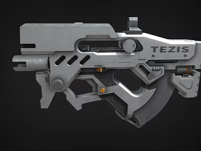 Futuristic Weapon 3D Model Featuring Metallic Structure And Intricate Mechanical Design TEZIS 3d model