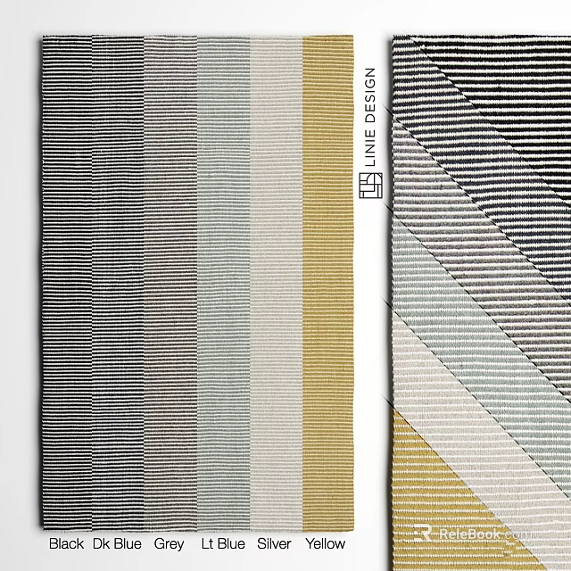 Modern Square Rug With Linear Design Striped Pattern In Neutral Tones Gray Beige Yellow 3d model 