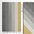 Modern Square Rug With Linear Design Striped Pattern In Neutral Tones Gray Beige Yellow