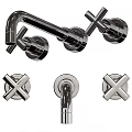 Modern Chrome Wall Mounted Bathroom Faucet With Double Cross Handles Design