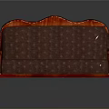 Brown Diamond Tufted Sofa With Red Carved Frame And Upholstered Seat