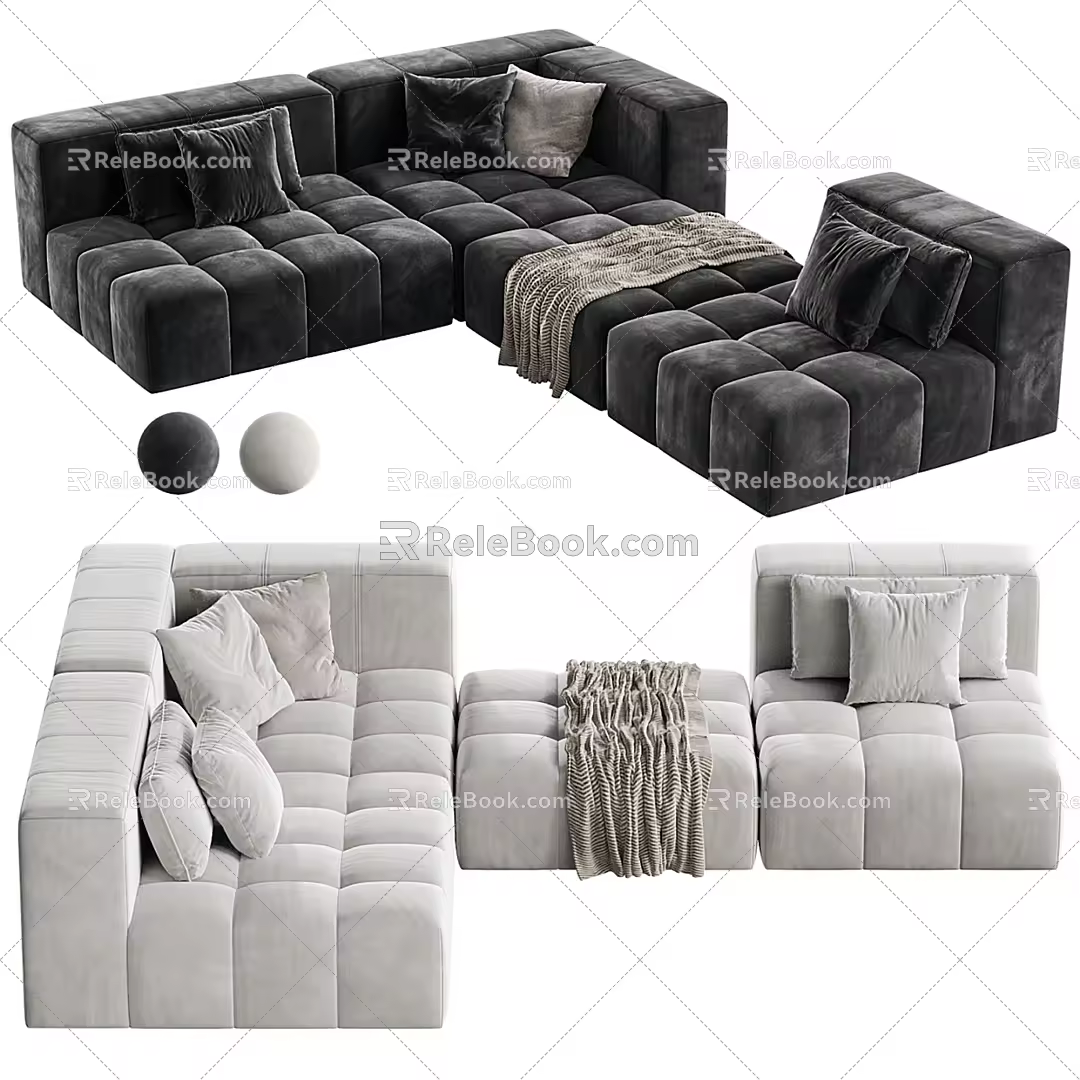 Modern Multiplayer Corner Sofa Combo 3d model