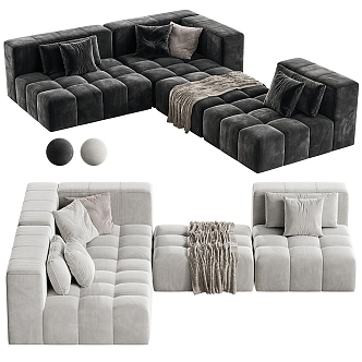 Modern Multiplayer Corner Sofa Combo 3d model