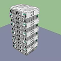 Modern High Rise Residential Building With White Gray Exterior Balconies And Green Plants