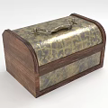 Decorative Wooden Chest Featuring Ornate Metal Pattern And Classic Design Elements