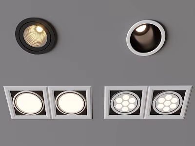 Modern Recessed Downlights and Spotlights in Black White Ceiling Design Styles 3d model