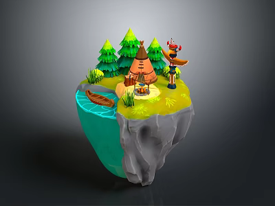 Modern Cartoon Scene Totem Tribal Totem Ancient Remains Ancient Cultural Relics 3d model