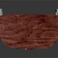 Wooden Small Boat With Red Orange Hull Metal Rings And Wooden Seats