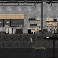 Industrial Style Café Interior Design With Counter Coffee Equipment And Pastry