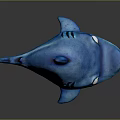 Cute Blue Shark With Black Stripes Big Eyes And Smiling Expression As Aquatic Animal