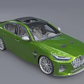 Green Modern Sedan Car With Sunroof Sleek Exterior And Distinctive Front Grille