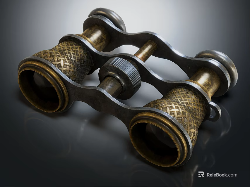 Vintage Brass Binoculars Commercial Equipment With Decorative Design And Classic Style 3d model 