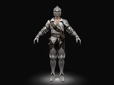 Man in Medieval Armor 3D Model with Standing Pose and Metallic Details 3d model