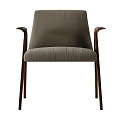 Gray Upholstered Armchair With Dark Wood Arms And Legs Modern Style