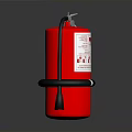 Red Fire Extinguisher With Black Hose And Instruction Label For Household Use