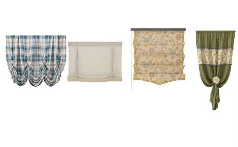 European Roman Curtain Roman Curtain Roll Princess Curtain Combination 3d model