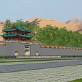 Ancient Architecture With Green Roof Multi Layered Structure Stone Wall And Arched Gateways