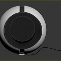 White Spherical Electronic Appliance With Black Top Hat Strap Round Button And Three White Feet