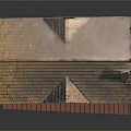 Vintage Two Story Building Model With Red Roof Arched Windows And White Walls
