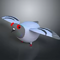 Flying Animal Gray White Pigeon Red Eyes Black Striped Wings Spreading Against Gray Gradient Background