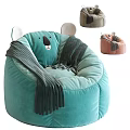 Adorable Bear Shaped Teal Bean Bag Chair With Cozy Scarf And Gray Pink Variants