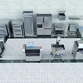 Commercial Kitchen Stainless Steel Appliances Neatly Arranged With Refrigerators Ovens And Mixers