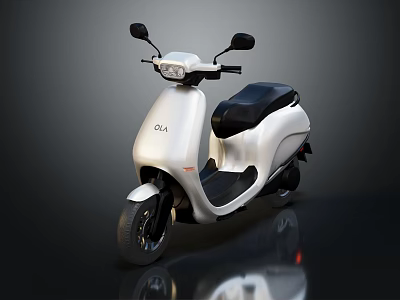 Sleek White Scooter Motorcycle With Black Seat And Modern Design On Reflective Surface 3d model