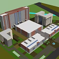 Modern Architectural Complex With Various Height Buildings And Landscaped Green Areas