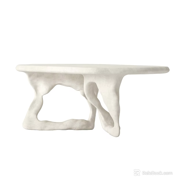 White Coffee Table With Unique Sculptural Base And Modern Artistic Design 3d model