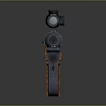 Futuristic Weapon Design With Scope Orange Mechanical Parts And Metallic Finish