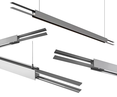 Modern Linear Chandelier With Sleek Metal Structure For Contemporary Living Room Spaces 3d model