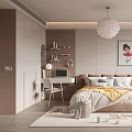 Cozy Modern Kids Bedroom With Bed Study Desk And Decorations