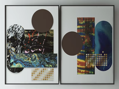 Modern Abstract Wall Art With Geometric Shapes Marble Texture And Patterns 3d model