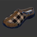 Brown And Black Plaid Pattern Slippers With Comfortable Sole Design 3d model