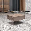 Modern Bedside Table With Wooden Surface Drawers And Transparent Acrylic Frame