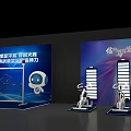 Yilan Hotel Smart Devices Exhibition Booth With Blue Background And Interactive Elements 3d model