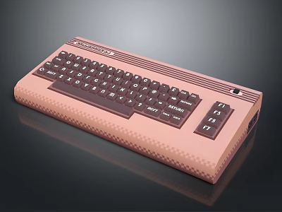 Commodore Retro Keyboard With Classic Brown Design And Functional Key Layout 3d model