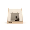 Cozy Tent Shaped Wooden Frame Canvas Cat Nest Pet Furniture for Indoor Cats